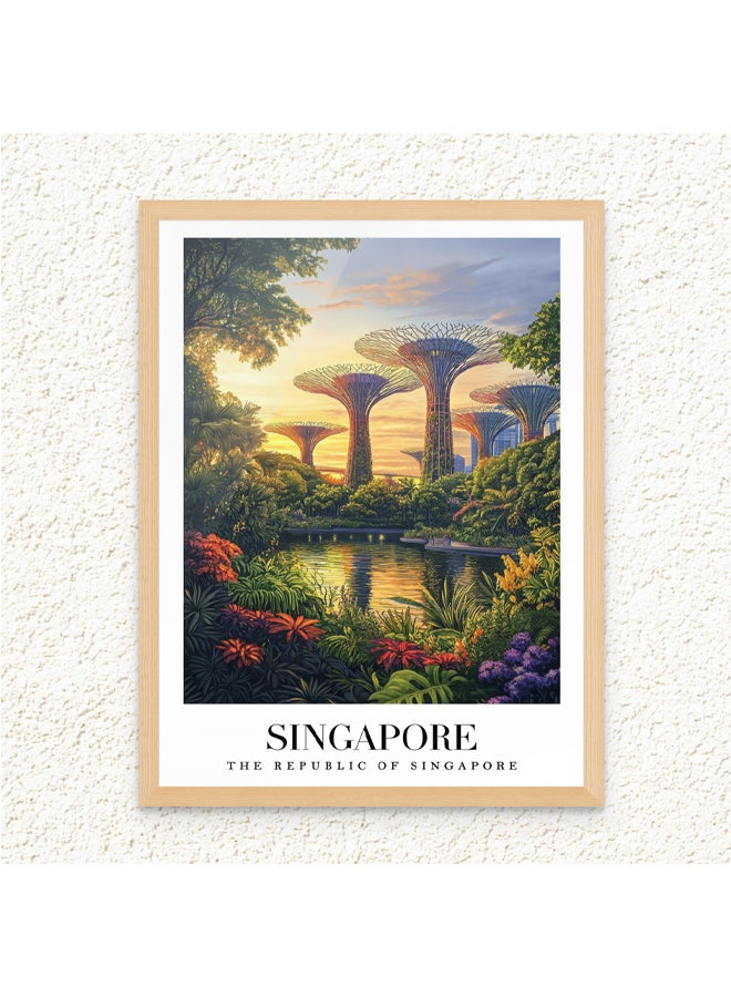آرت دیکور  ديكور فني مؤطر، فنون جميلة من سنغافورة، حدائق الخليج، مطبوعة بورتريه، معلم سياحي شهير، ديكور حائط للمنزل، غرفة المعيشة، غرفة النوم، المكتب، الاستوديو، الفندق، والهدايا - Image 1