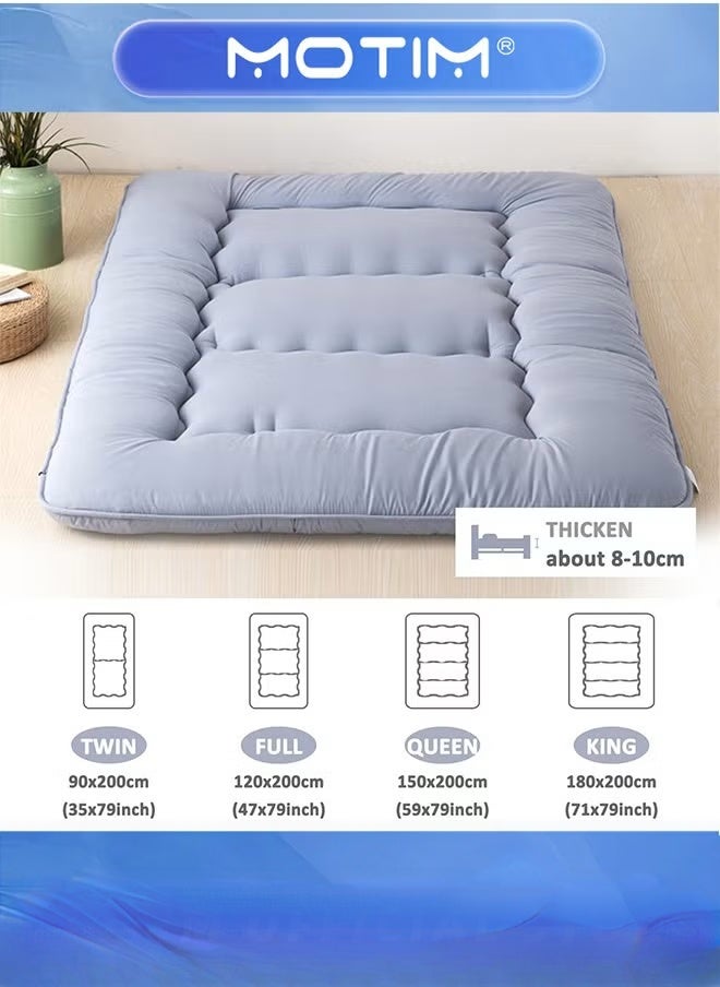 Motim Japanese Floor Mattress Futon Mattress, Thicken Tatami Mat Sleeping Pad Foldable Roll Up Mattress Guest Mattress Foldable Couch Bed Mattress Pad(Grey, 1.5 * 2M) - Image 5