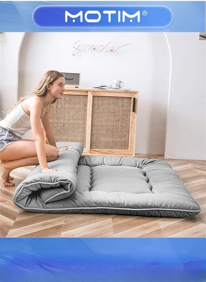 Motim Japanese Floor Mattress Futon Mattress, Thicken Tatami Mat Sleeping Pad Foldable Roll Up Mattress Guest Mattress Foldable Couch Bed Mattress Pad(Grey, 1.5 * 2M) - Image 3