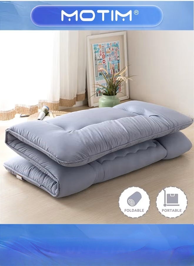 Motim Japanese Floor Mattress Futon Mattress, Thicken Tatami Mat Sleeping Pad Foldable Roll Up Mattress Guest Mattress Foldable Couch Bed Mattress Pad(Grey, 1.5 * 2M) - Image 4