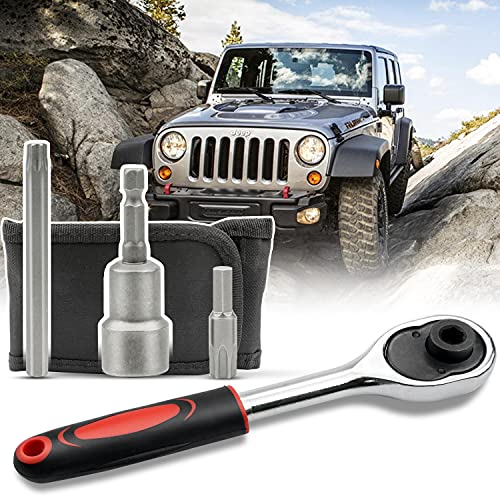 Kujunpao Hard Top Door Removal Torx Set Tool Kit Replace 68361574AB 82214166AB Compatible with 2007-2021 Jeep Wrangler JL JK 2-4 Doors-Red - Image 1