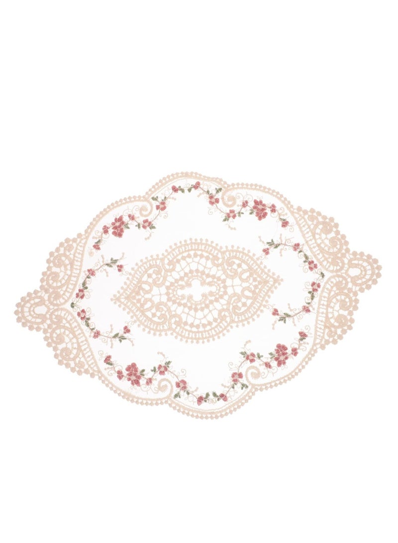 Excefore 2 PCS Retro Lace Placemats, Floral Decor Circle Placemats, Handmade Embroidered Table Mats, Washable Lace Cutwork Placemats - Image 1