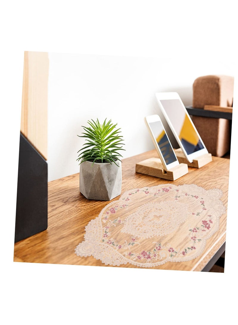 Excefore 2 PCS Retro Lace Placemats, Floral Decor Circle Placemats, Handmade Embroidered Table Mats, Washable Lace Cutwork Placemats - Image 3