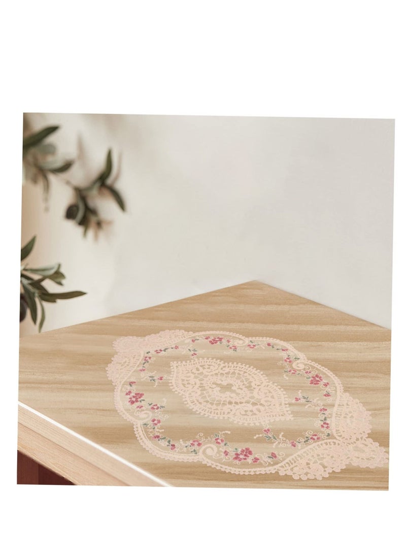 Excefore 2 PCS Retro Lace Placemats, Floral Decor Circle Placemats, Handmade Embroidered Table Mats, Washable Lace Cutwork Placemats - Image 5