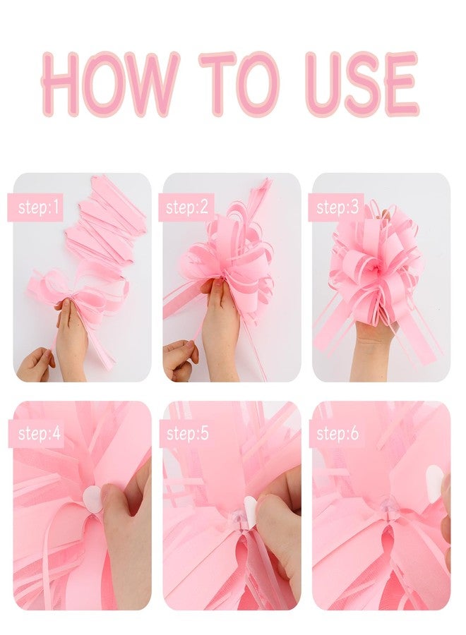 FORBINBO 20 Pcs Pull Bows for Gift Wrapping,6 Inches Gift Bows with Ribbon for Wedding, Valentines Day, Birthday, Anniversary, Florist Packaging ，Flower Bouquets and Basket (Baby Pink - Image 3