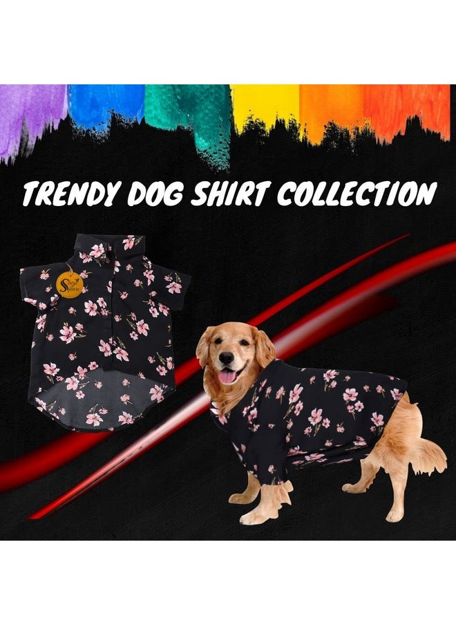 Sage Square Funky Soft Material Dog Shirt | Cool/Funky Print Pet | Soft Light Weight | Comfortable & Breathable Dog Clothing | Trendy Vest Outfit (Xsmall - 12 Inch) (Black Flower Print)  - Image 2