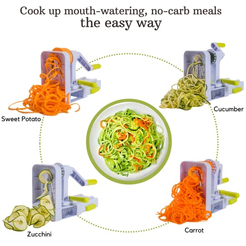 Brieftons QuickFold 5-Blade Spiralizer: Versatile & Compact Foldable Vegetable Spiral Slicer, Best Veggie Pasta Spaghetti Maker for Low Carb/Paleo/Gluten-Free with Brush & 4 Recipe Ebooks - Image 3