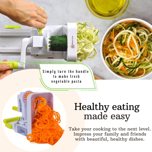 Brieftons QuickFold 5-Blade Spiralizer: Versatile & Compact Foldable Vegetable Spiral Slicer, Best Veggie Pasta Spaghetti Maker for Low Carb/Paleo/Gluten-Free with Brush & 4 Recipe Ebooks - Image 2