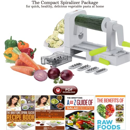 Brieftons QuickFold 5-Blade Spiralizer: Versatile & Compact Foldable Vegetable Spiral Slicer, Best Veggie Pasta Spaghetti Maker for Low Carb/Paleo/Gluten-Free with Brush & 4 Recipe Ebooks - Image 5