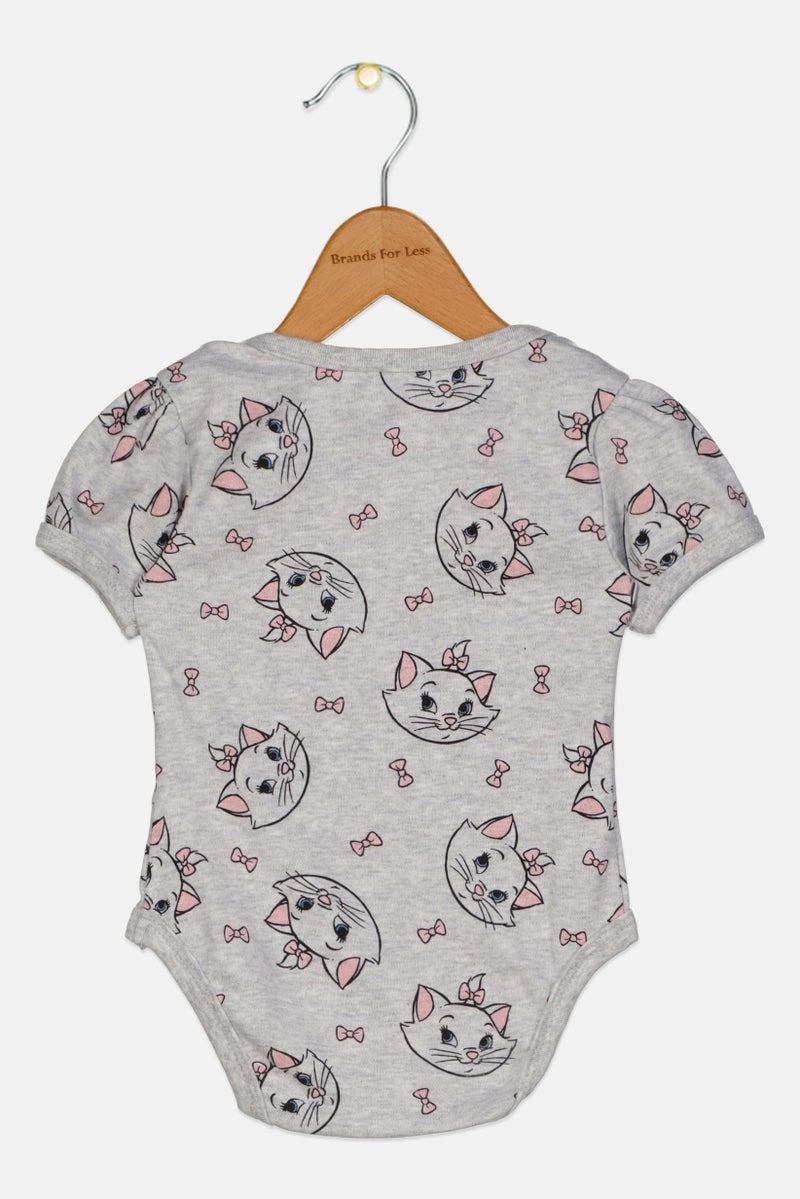 Disney Toddlers Girl Graphic Print Short Sleeves Bodysuit, Heather Grey - Image 2