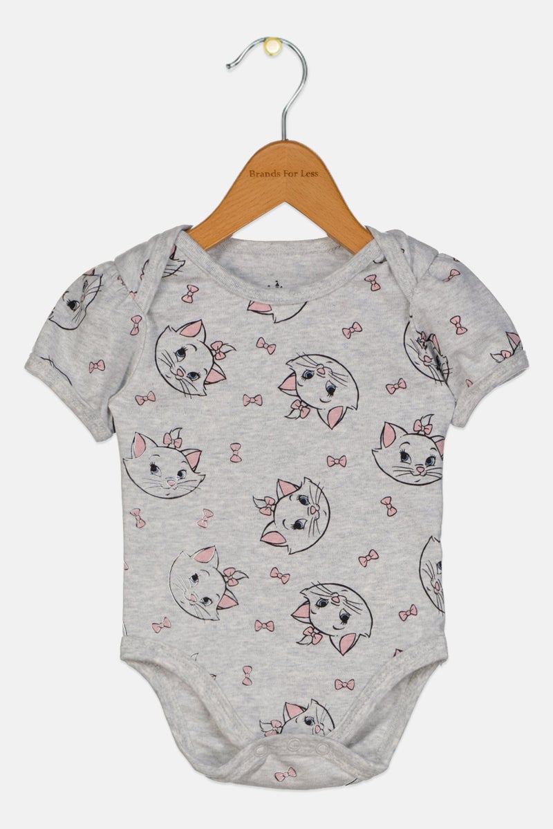 Disney Toddlers Girl Graphic Print Short Sleeves Bodysuit, Heather Grey - Image 1