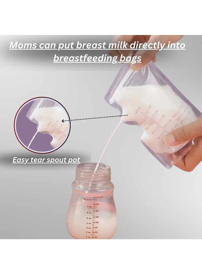 LCAREMOM 100PCS Breast Milk Storage Bags for Breastfeeding Doubled Sealed, 250ml Disposable Breast Milk Storing Bags with Marker Pen, BPA Free and Self Standing Design, No Leak Milk Freezer Storage Pouches for Breast Milk Storage  - Image 5