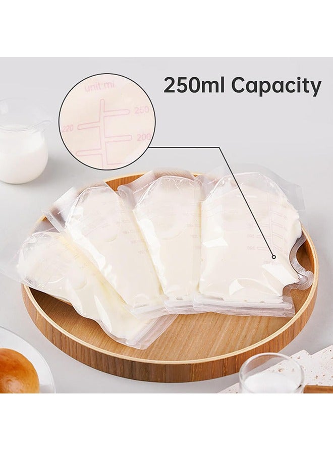 LCAREMOM 100PCS Breast Milk Storage Bags for Breastfeeding Doubled Sealed, 250ml Disposable Breast Milk Storing Bags with Marker Pen, BPA Free and Self Standing Design, No Leak Milk Freezer Storage Pouches for Breast Milk Storage  - Image 3