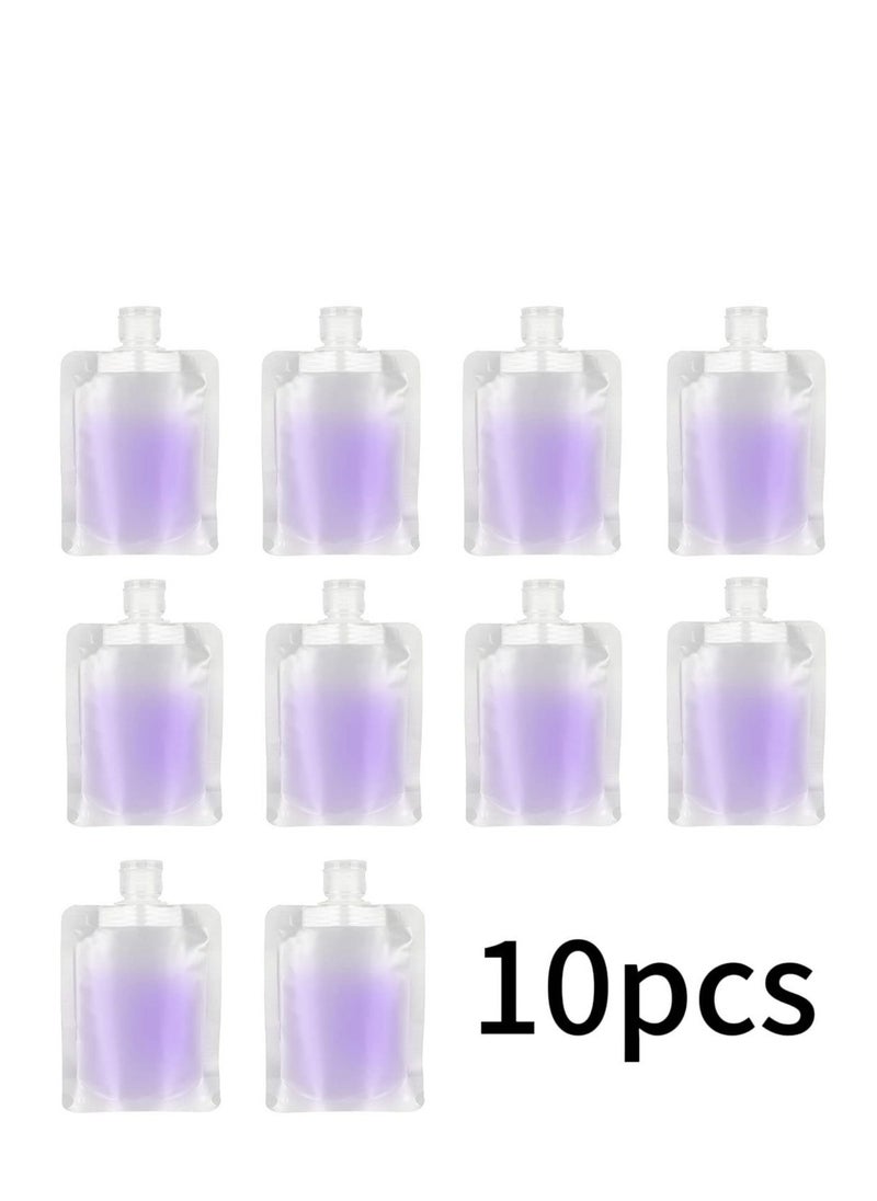 Generic 10 Pieces 100 ml Transparent Clamshell Packaging Bag Plastic Stand Up Spout Pouch Portable Travel Fluid Makeup Packing Bag for Lotion/Shampoo/Face Cream/Hand Soap/Mask Mud  - Image 1