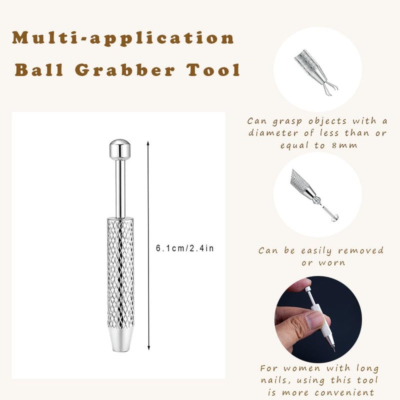 TOPBRIGHT 13PCS Stainless Steel Piercing Taper Ball Grabber Tool - 14G/16G/18G Threaded & Flat Back Earrings Insertion Needle Kit for Ear/Nose/Lip/Navel Body Piercing Jewelry Replacement - Image 3