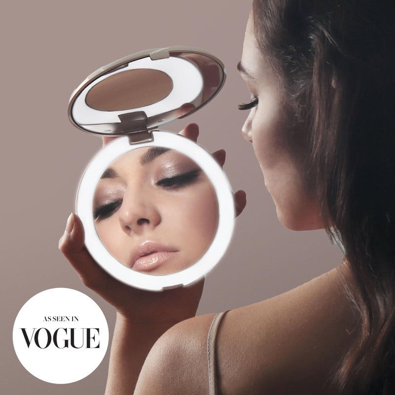 Fancii LED Lighted Travel Makeup Mirror, 1x/10x Magnification - Daylight LED, Compact, Portable, Large 5" Wide Illuminated Folding Mirror (Lumi) (White) - Image 2