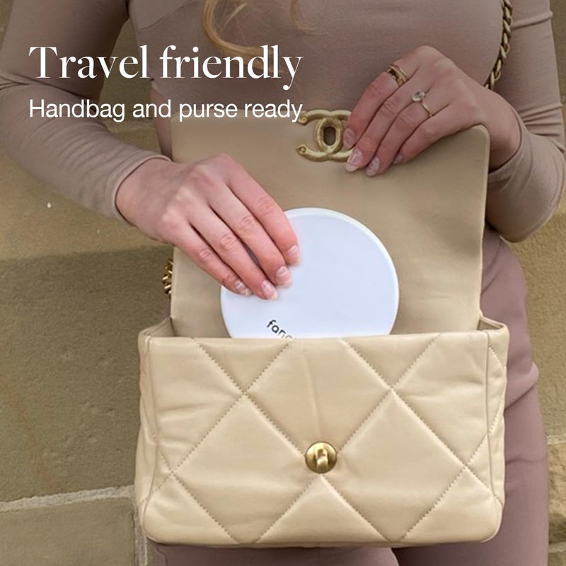 Fancii LED Lighted Travel Makeup Mirror, 1x/10x Magnification - Daylight LED, Compact, Portable, Large 5" Wide Illuminated Folding Mirror (Lumi) (White) - Image 4