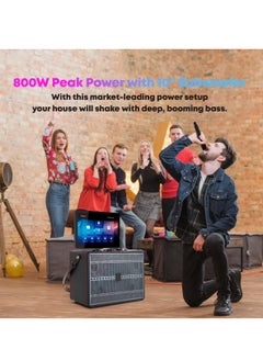 FlashHawk Smart Karaoke Machine - with Lyrics Display and 2 Wireless Microphone, Professional Karaoke System, 600W Peak Power, 9000mAh Power, Karaoke Speaker for Any Occasion  - Image 2
