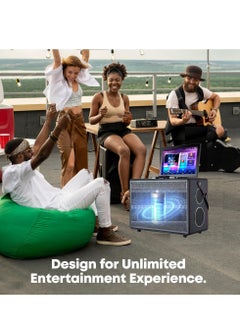 FlashHawk Smart Karaoke Machine - with Lyrics Display and 2 Wireless Microphone, Professional Karaoke System, 600W Peak Power, 9000mAh Power, Karaoke Speaker for Any Occasion  - Image 3