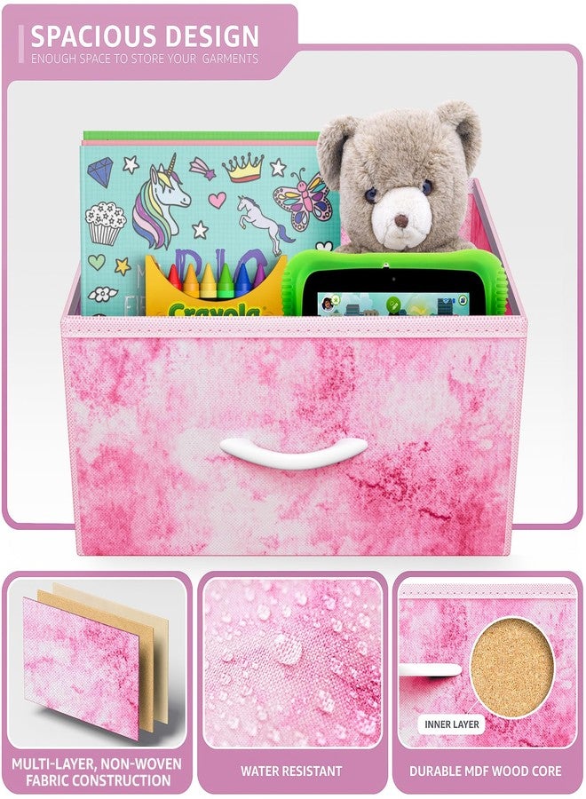 سوربوس طاولة جانبية من سوربوس بدرجين - أثاث بجانب السرير وطاولة جانبية مميزة للمنزل، إكسسوارات غرفة النوم، المكتب، سكن الطلاب، إطار فولاذي، سطح خشبي، صناديق قماشية سهلة السحب (درجان، وردي) - Image 5