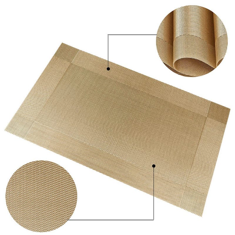 JOLYMIT 6 Pcs Kitchen Dining Table Mats Washable AntiSkid Mat Easy to Wash Cleaning Both Side Usable 45 X 30 CmGold - Image 5
