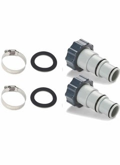Replacement Threaded to Clamp Style Hose Adapter for Intex Pool Sets with 1.5 and 1.25 Inch Hoses Fits Filter Pumps Chlorine Generators and Salt Systems with Threaded Hose Connections (2 Pack)