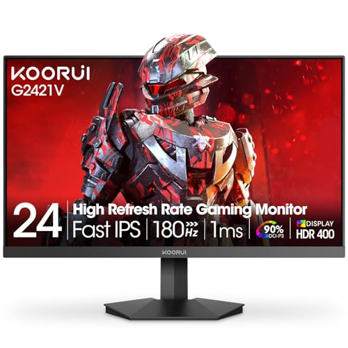 KOORUI 24" Gaming Monitor,180Hz 1ms Fast IPS Monitor, 1440P HDR400 Display, 90% DCI-P3 Color Gamut, Adaptive Sync, Slim Frame, VESA Mountable, HDMI 2.0, DP 1.4, G2421V - Image 1