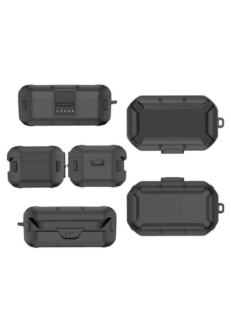 Secure Lock Clip Full Body Shockproof Hard Shell Protective Case Cover Compatible with Bose QuietComfort Earbuds Protective Skin Sleeve with Carabiner (Black) - Image 1