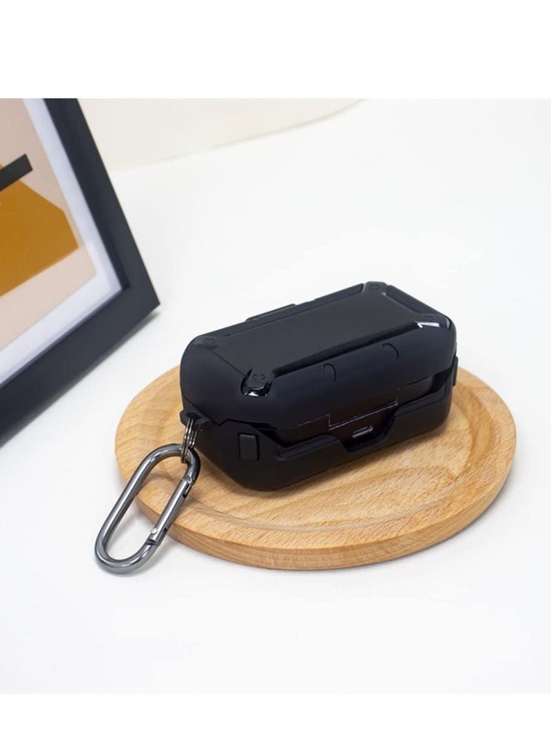 Secure Lock Clip Full Body Shockproof Hard Shell Protective Case Cover Compatible with Bose QuietComfort Earbuds Protective Skin Sleeve with Carabiner (Black) - Image 3
