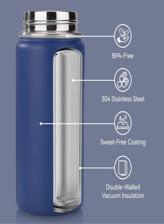 Fijinhom 12 oz Toddler Bottle, Kids Water Bottle for School Boys&Girls with Straws Lids, 304 Stainless Steel Vacuum Insulated Thermos, BPA-Free, Navy blue - Image 2