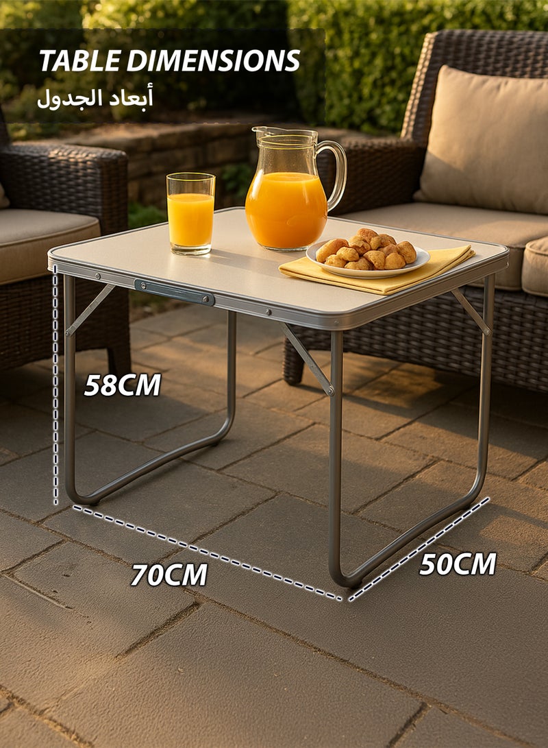 DBLEW طاولة تخييم قابلة للطي من الألمنيوم، طاولة نزهة محمولة، طاولة خارجية مقاومة للماء وخفيفة الوزن قابلة للطي مع مقبض للشواء، المشي، الشاطئ، الحديقة، الشرفة، الاستخدام المنزلي والداخلي 70—50 سم - Image 5