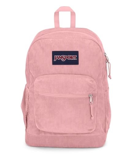 JanSport Cross Town Plus Remix Backpack Padded Back Panel Laptop Sleeve and Front Pocket Organizer Misty Rose Corduroy - Image 1