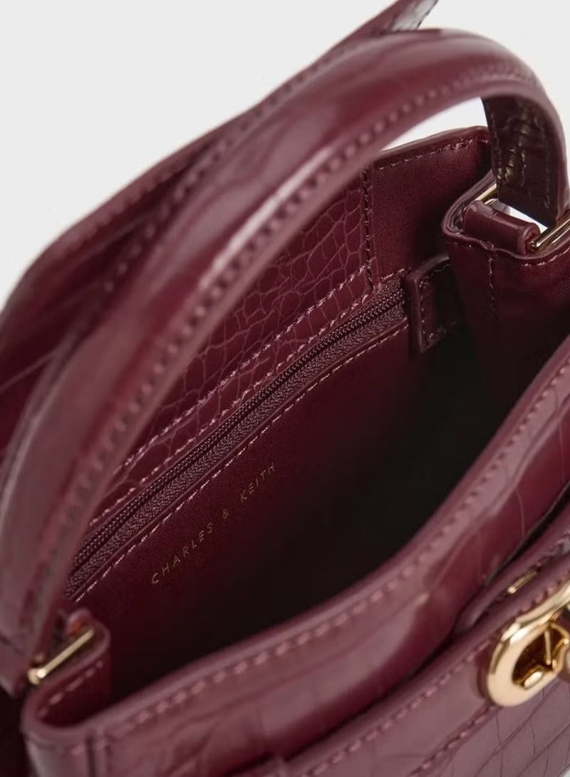 Charles & Keith Metal Buckle Strap Tote Shoulder Bag - Image 2