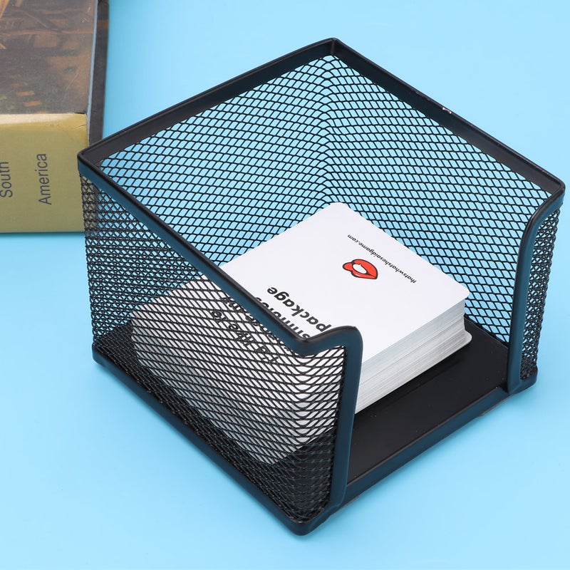 Office Business Metal Mesh Sticky Note Box Desk Shelf Card Holder Case Stand Organizer - Image 4