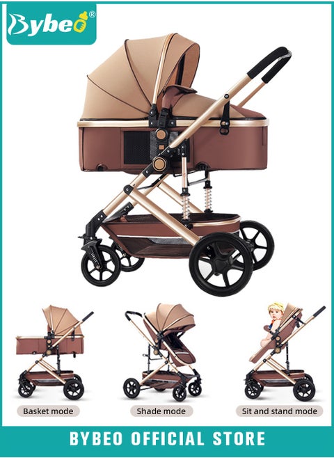 3-In-1 Lightweight Stroller,Multifunctional Travel Cabin,One-Hand Folding Baby Strollers for Newborn, Infant,Babies,Kids with Dinner Plate,Cooling Mat,Mosquito Net and Other Accessories