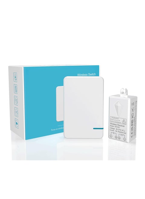 Wireless Light Switch and Receiver Kit No Wiring No WiFi Remote Control Wall Switch for LED Lights Lamps Ceiling Fixture 600ft RF Range 80-275V Wide Input 10Year Battery Life