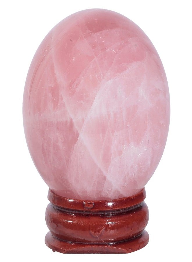 SUNYIK Natural Rose Quartz Crystal Ball with Wood Stand, Polished Stone Sphere Sculpture Figurine for Easter Display Home Decor - Image 1