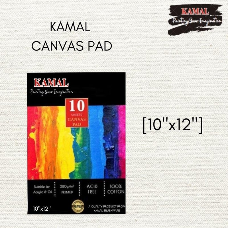 Kamal Combo of Filbert White Brown and Angular Paint Brush Set of 6 for Oil, Nail, Artist Acrylic Painting with Cotton Canvas Pad 10 X 12 Inch Set of 1 - Image 3