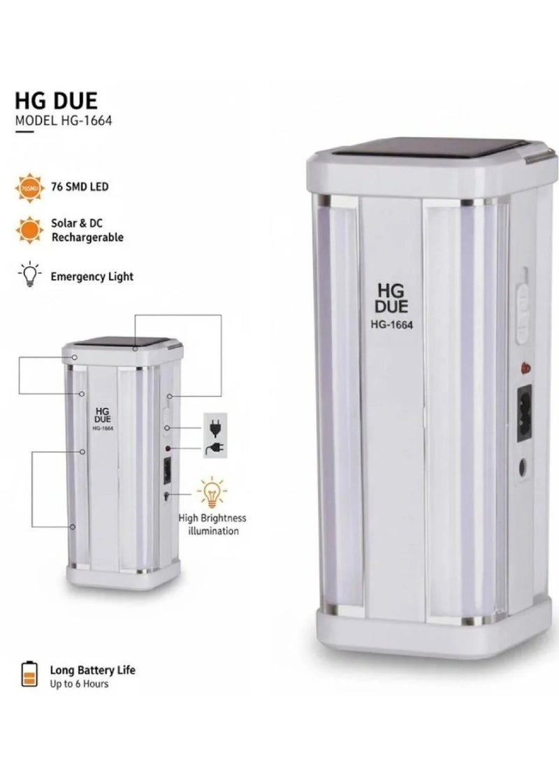 مصباح HG DUE HG-1664 LED محمول قابل للشحن بسطوع قوي للطوارئ والتخييم - Image 3