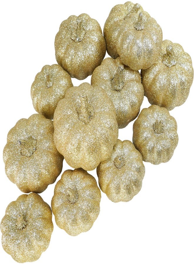 وينلين مجموعة وينلين من 12 قطعة من القرع الصناعي اللامع بلون الشمبانيا، قرع صغير مزخرف، قرع حصاد، قرع إسفنجي، مناسب لفصل الخريف، حفلات الزفاف، حفلات استقبال المولود، عيد الشكر، الهالوين، حفلات الأعياد، ديكور طاولة المدفأة - Image 1