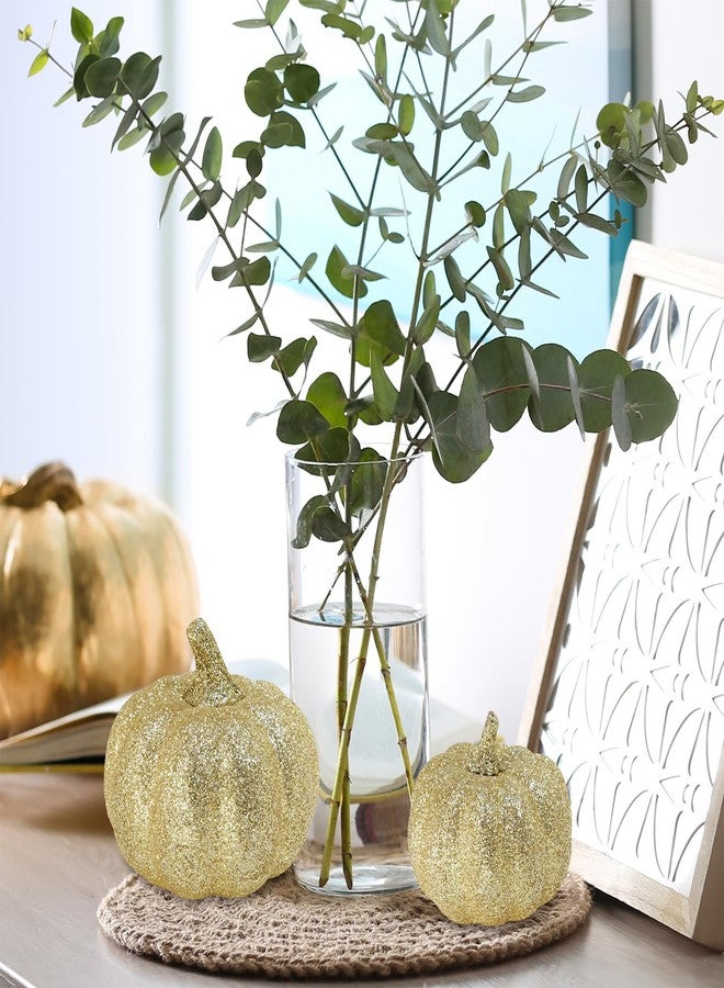 وينلين مجموعة وينلين من 12 قطعة من القرع الصناعي اللامع بلون الشمبانيا، قرع صغير مزخرف، قرع حصاد، قرع إسفنجي، مناسب لفصل الخريف، حفلات الزفاف، حفلات استقبال المولود، عيد الشكر، الهالوين، حفلات الأعياد، ديكور طاولة المدفأة - Image 3