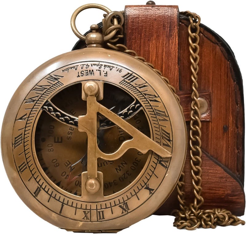 A S Handicrafts Antique Vintage Sundial Compass  Unique Gift for Men Handcrafted Brass Pocket Sun Dial Steampunk Bronze Anniversary Compass Gift Religious Compass for Adventure and Eagle Scout 