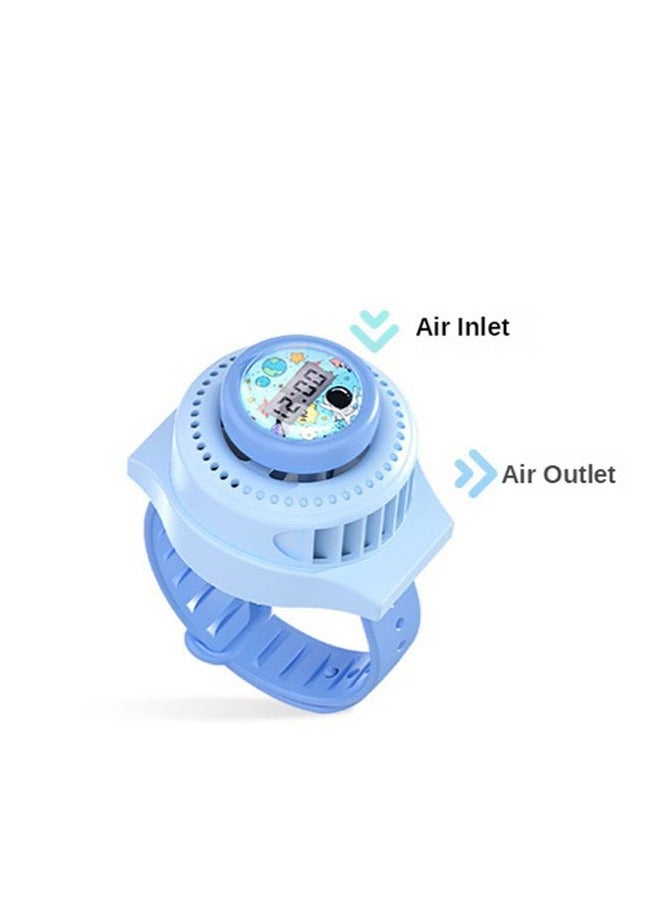 Loquat Cartoon Children Mini USB Watch Digital Timer Fan Gadgets Cool Portable Sports Fan USB Rechargeable Kids Watch Cooler - Image 3