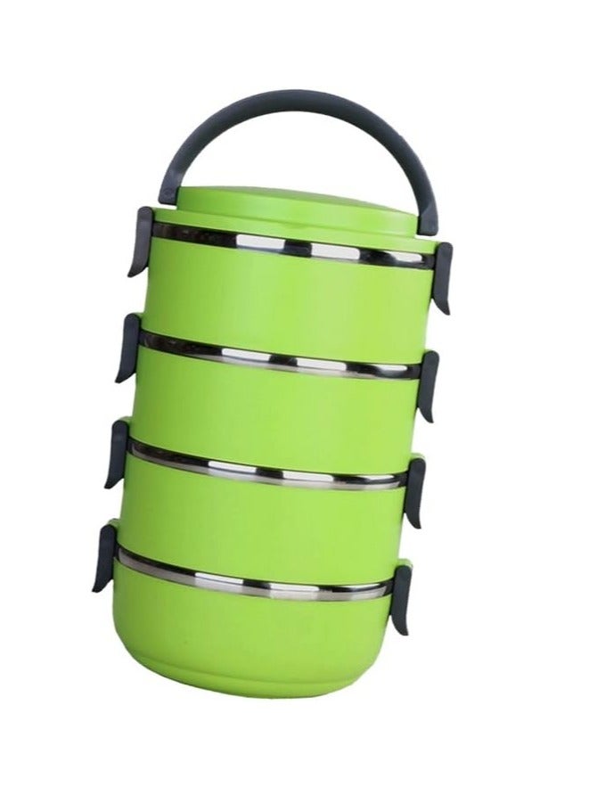 2.8 L Stainless Steel Lunch Box 4 Layers - Green  - Image 1