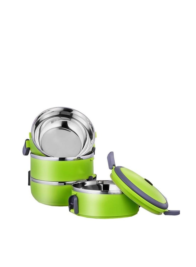 2.8 L Stainless Steel Lunch Box 4 Layers - Green  - Image 3