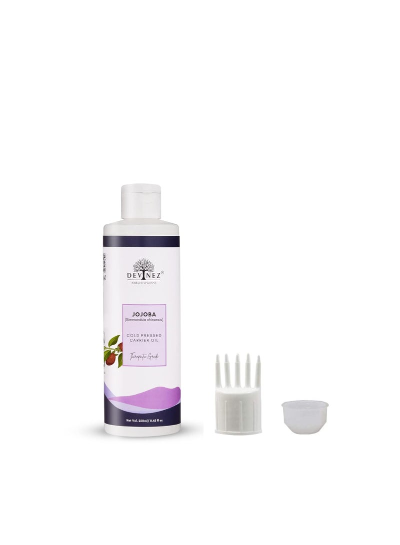 Devinez Jojoba Cold Pressed Oil, 250ml with Flip-Top Cap and Hair Applicator, 100% Pure, Natural& Undiluted Virgin Cold Pressed, Unrefined, Exceptional - Image 1