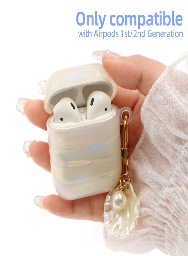 CASEFUN Compatible with AirPods 1st/2nd Generation Case, Shell Pattern Protective Case Cover with Cleaning Kit, Designed for 1st/2nd Generation with Keychain Accessories - Image 2