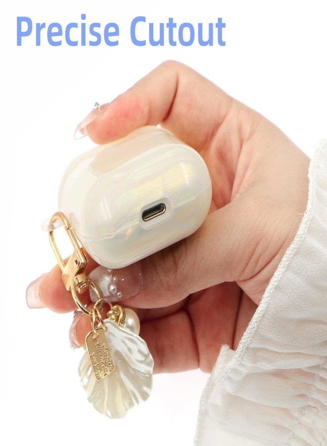 CASEFUN Compatible with AirPods 1st/2nd Generation Case, Shell Pattern Protective Case Cover with Cleaning Kit, Designed for 1st/2nd Generation with Keychain Accessories - Image 4