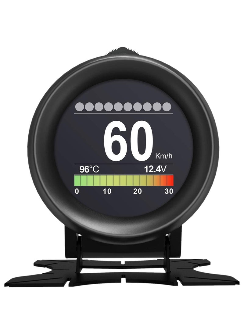 KASTWAVE - X60 Car Obd HUD متعدد الوظائف عداد رقمي إنذار سرعة قياس درجة حرارة الماء - اختبار خلل لـ 12 فولت OBD-II للمركبات القياسية عرض السيارات HUD - Image 1