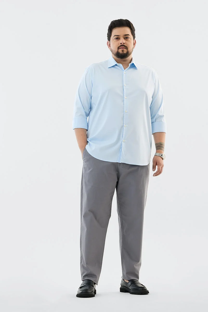 SNITCH Grey Solid Regular Fit Casual Plus Size Trousers